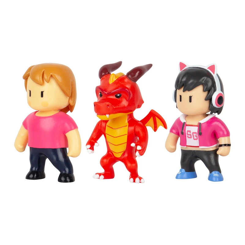 Набір колекц. фігурок STUMBLE GUYS - ОПЕРАТОР ДЖИНА, ДРАКОН ІНФЕРНО, МІС СТАМБЛ (3 фігурки, 6 cm)