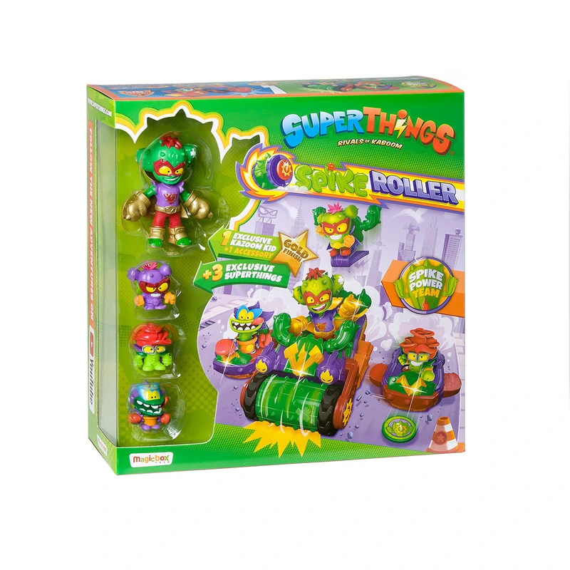 Ігровий набір SUPERTHINGS «Kazoom Kids» S1 – СПАЙК-РОЛЕР КАКТУС (3 машинки, Казум-Кід, 3 фігурки)