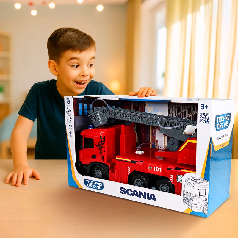 Автомодель серії "Super Big Truck" – ПОЖЕЖНА МАШИНА SCANIA (світло, звук, функ. води)