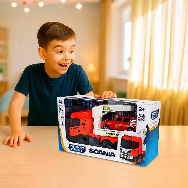 Ігровий набір серії "Big Truck" – ЕВАКУАТОР SCANIA З МАШИНОЮ (світло, звук)