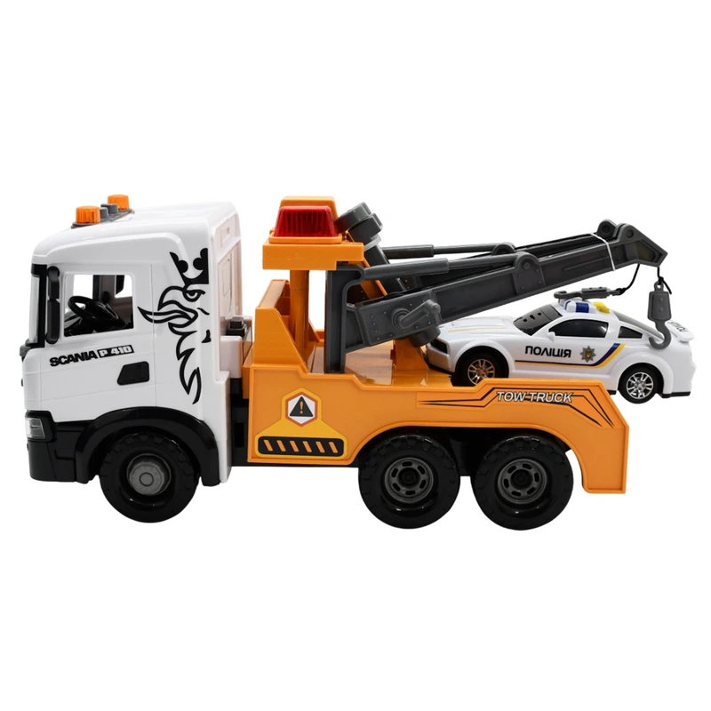 Ігровий набір серії "Mid Truck" – ЕВАКУАТОР SCANIA З МАШИНОЮ ПОЛІЦІЇ (світло, звук)