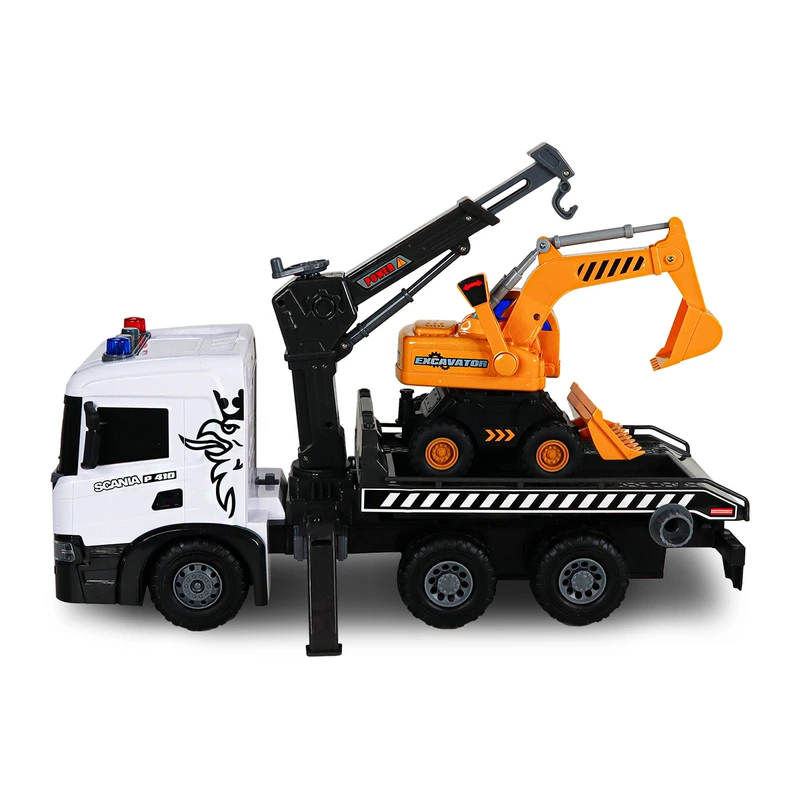 Ігровий набір серії "Super Big Truck" – АВТОКРАН SCANIA З ЕКСКАВАТОРОМ (світло, звук)