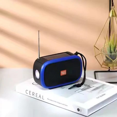 Bluetooth колонка TG632 (FM радіо, ліхтарик, сонячна панель)- голубий