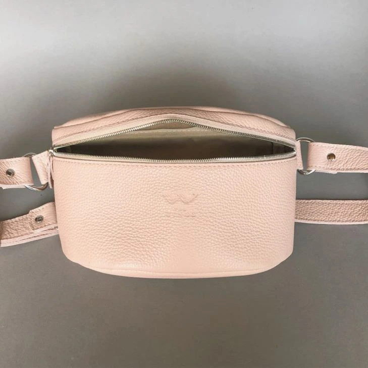 Шкіряна поясна сумка Explorer S пудровая