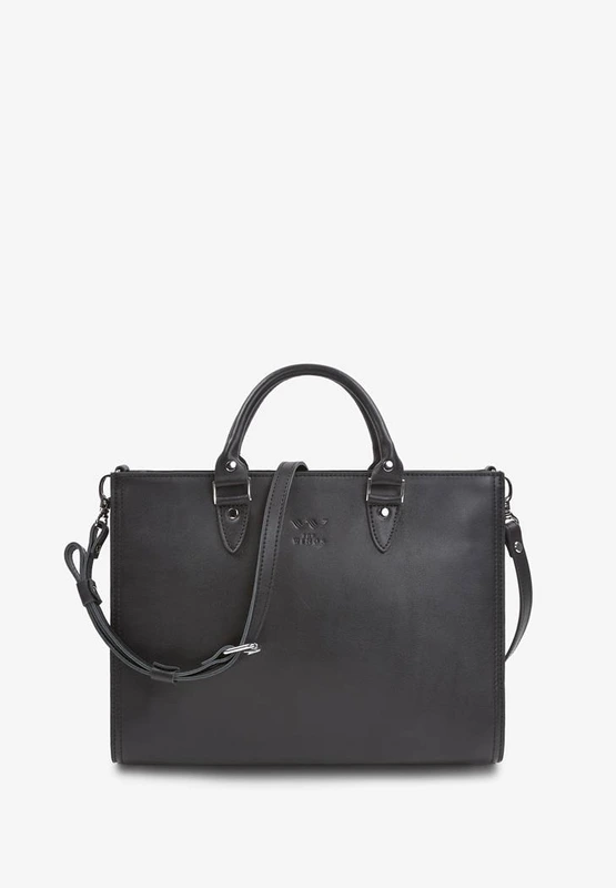 Жіноча шкіряна сумка Fancy A4 чорна краст