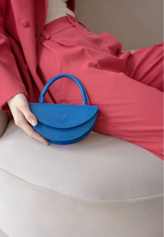 Жіноча шкіряна міні-сумка Сhris micro яскраво-синя