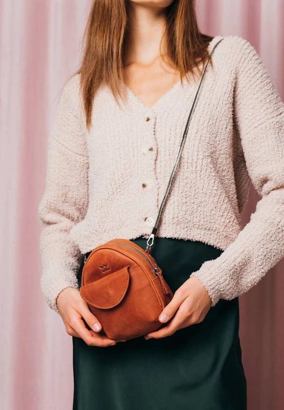 Міні-сумка Kroha коньячна вінтажна