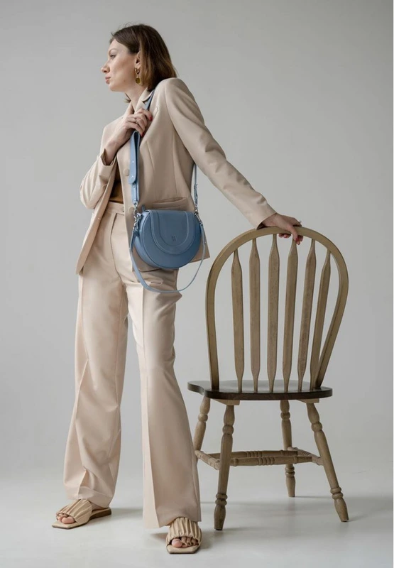 Жіноча шкіряна сумка Mandy блакитна