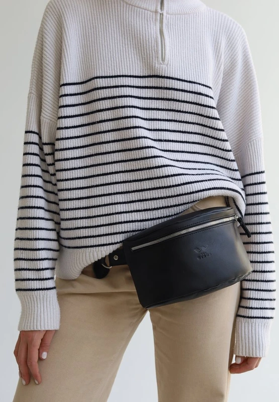 Шкіряна поясна сумка чорна