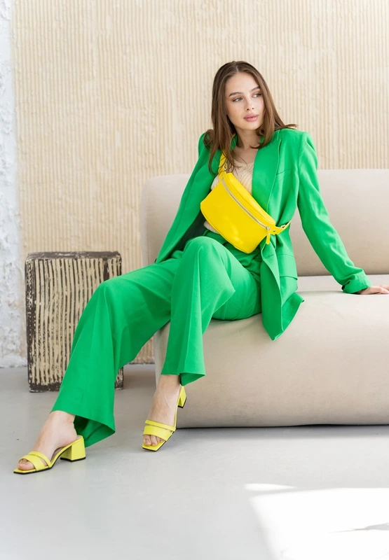 Шкіряна поясна сумка жовта