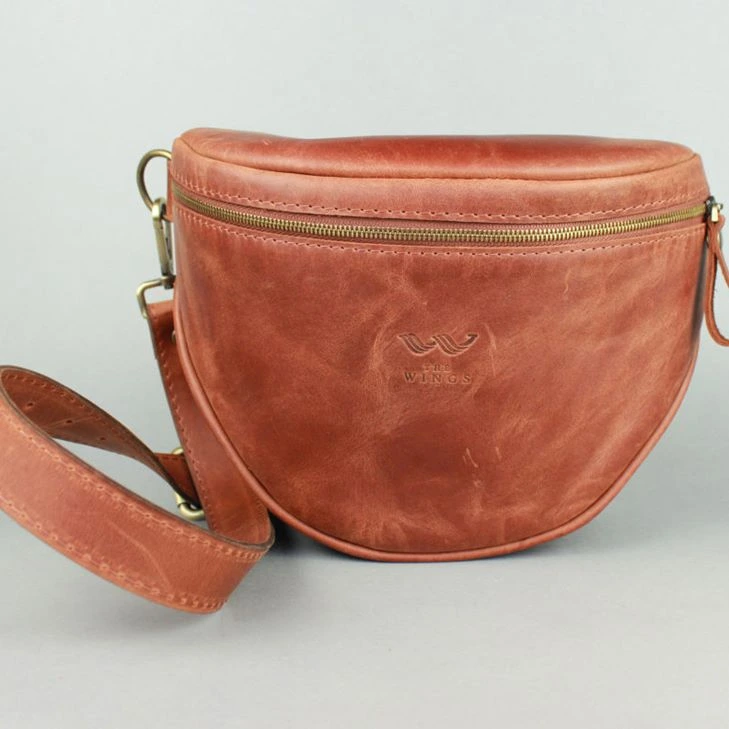 Шкіряна сумка поясна-кроссбоді Vacation світло-коричнева вінтажна