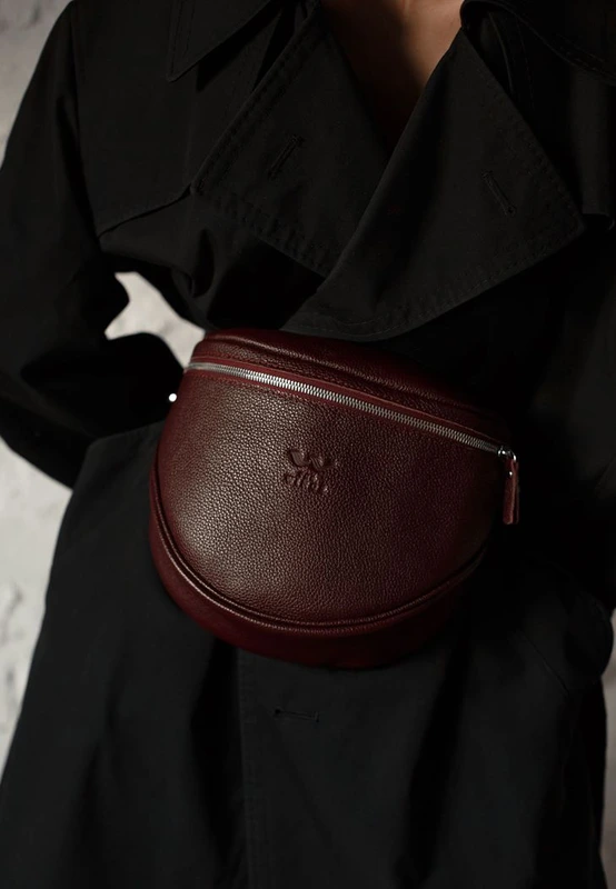 Шкіряна сумка поясна-кроссбоді Vacation бордова флотар