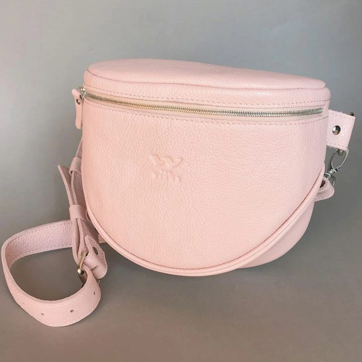 Шкіряна сумка поясна-кроссбоді Vacation рожева флотар