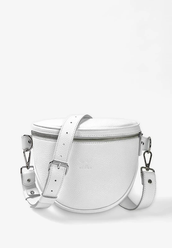 Шкіряна сумка поясна-кроссбоді Vacation біла флотар