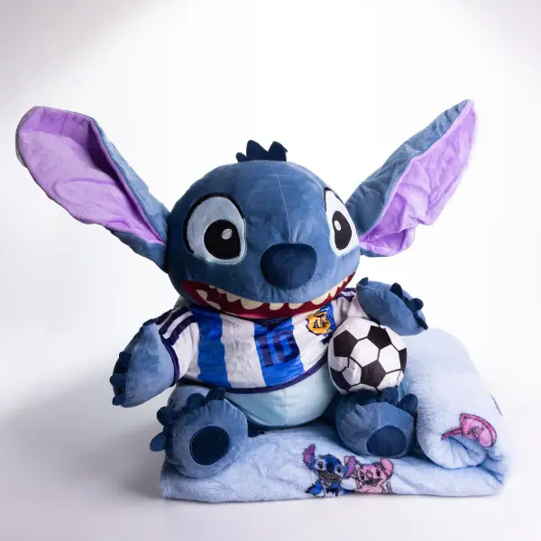 Іграшка-подушка Стіч з м'ячем та пледом 110х140 см кораловий 509-30