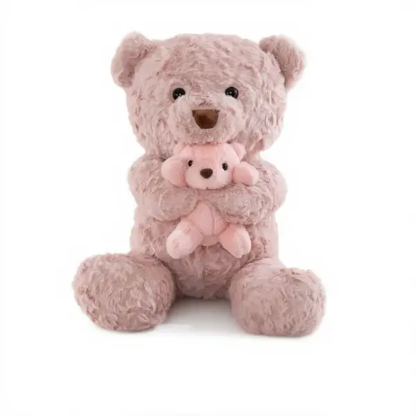 Іграшка-подушка Ведмідь з малям та пледом 110х140 см рожевий 509-33P