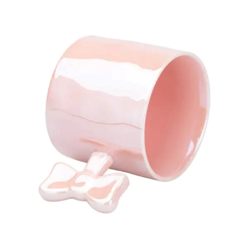 Чашка з ручкою у вигляді бантика порцелянова 350 мл Рожева HP7185P