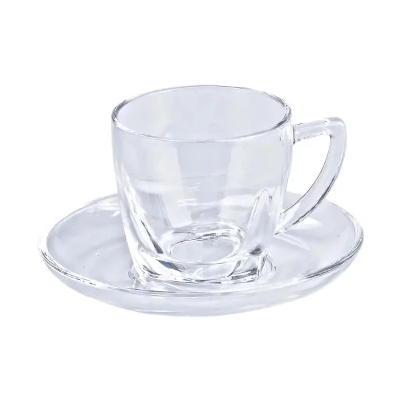 Набір чашок із блюдцями прозорі 6 штук по 200 мл прозорий HP572