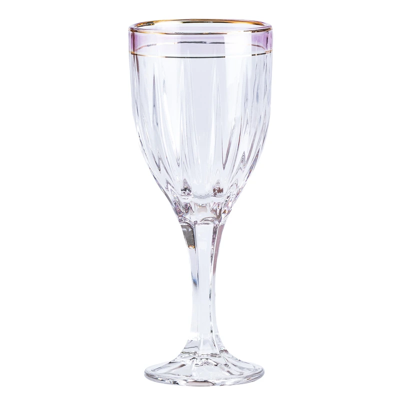 Келихи для вина із золотою облямівкою 6 шт по 250 мл Рожевий HP548