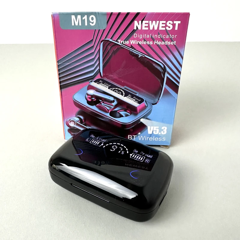 Бездротові навушники M19 series, Digital Indicator, Smart Case (Чорний)