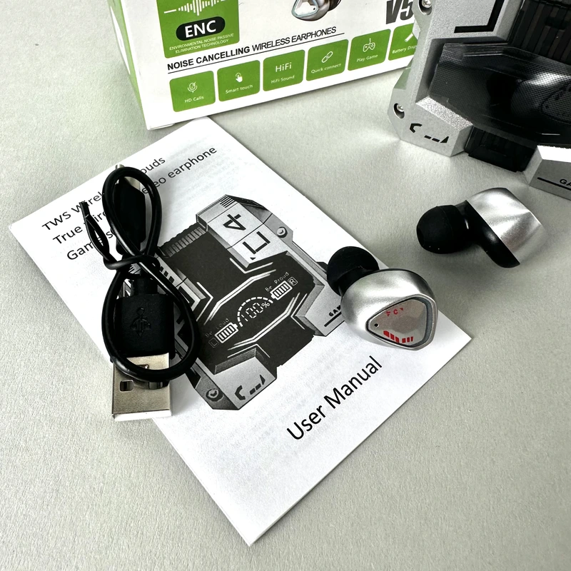 Бездротові навушники M45 series, EarBuds, Smart Case (Срібний)