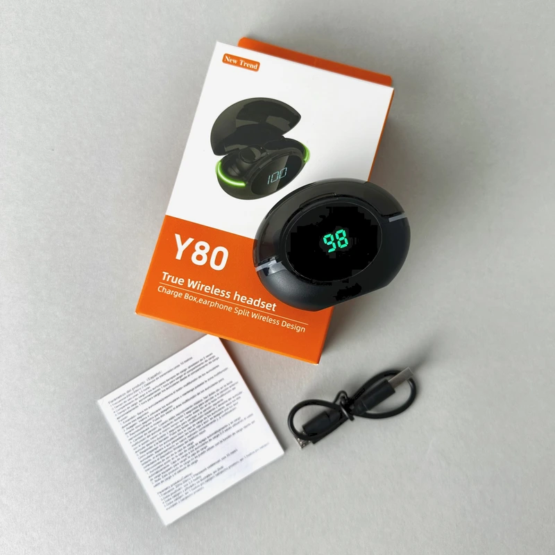 Бездротові навушники Y80 series, EarBuds, Smart Case (Чорні)