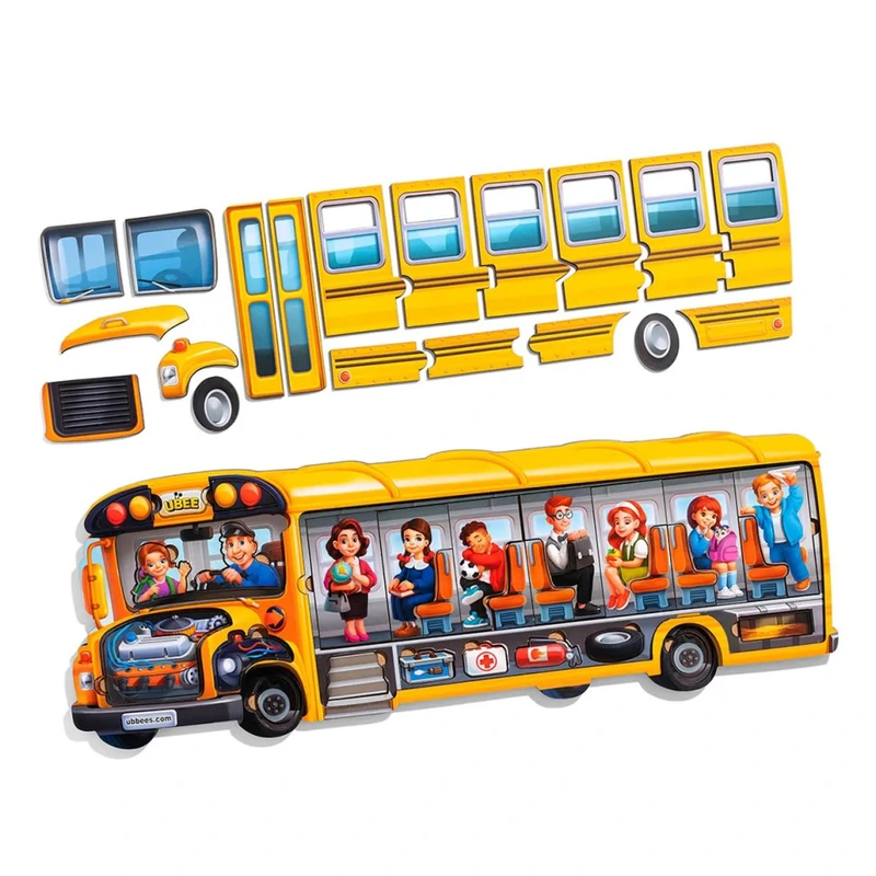 Дерев'яний пазл-вкладиш "Шкільний автобус" (ПСД270) PSD270