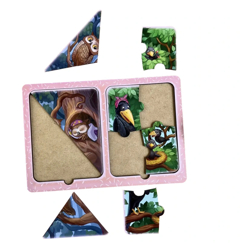Дерев'яний пазл-вкладиш "Ворони та сови" Ubumblebees (ПСД187) PSD187 в рамці