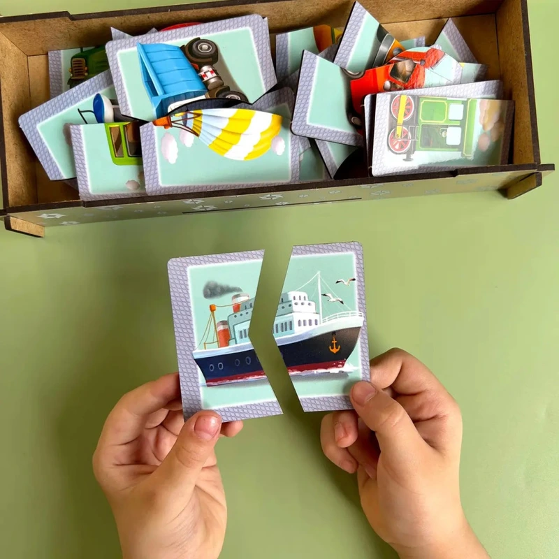 Настільна розвиваюча гра-пазл "Види транспорту" Ubumblebees (ПСФ073) PSF073, 12 картинок-половинок