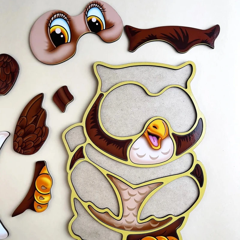 Дерев'яний пазл-вкладиш "Сова" Ubumblebees (ПСД087) PSD087 пазл-контур