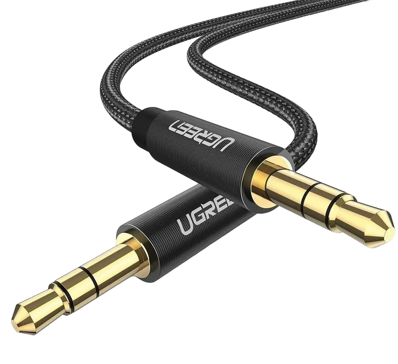 Аудіокабель UGREEN AV112 3.5mm Male to 3.5mm Male Cable Gold Plated Metal Case with Braid 1m (Black)(UGR-50361)