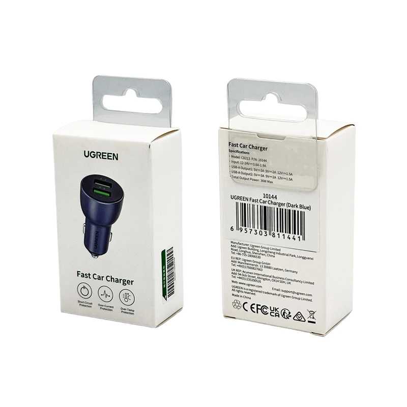 Автомобільний зарядний пристрій UGREEN CD213 Fast Car Charger (Dark Blue) (UGR-10144)