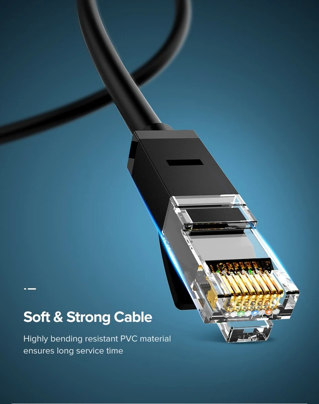 Кабель UGREEN NW102 Cat 6 U/UTP Lan Cable 1m (Black)(UGR-20159)