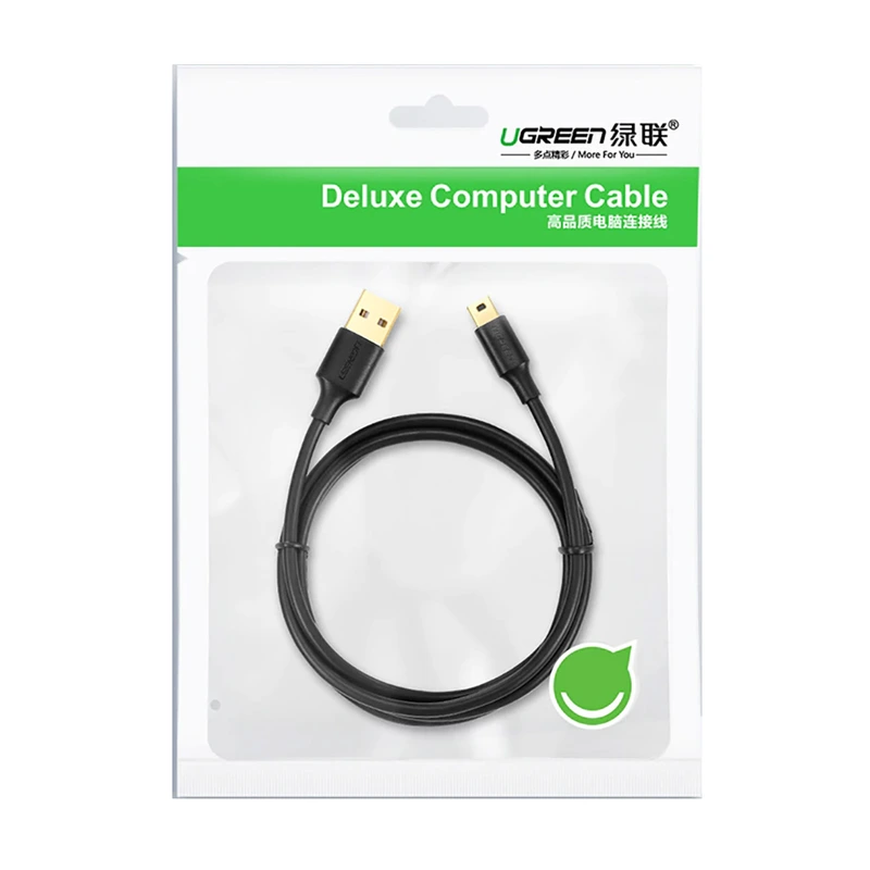 Кабель UGREEN USB 2.0 A Male to Mini 5 Pin Male Cable 1.5m (Black)