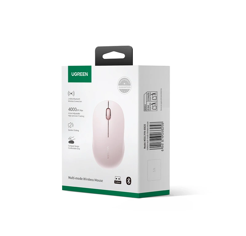 Маніпулятор миша бездротова UGREEN M331 Multi-mode Wireless Mouse Pink