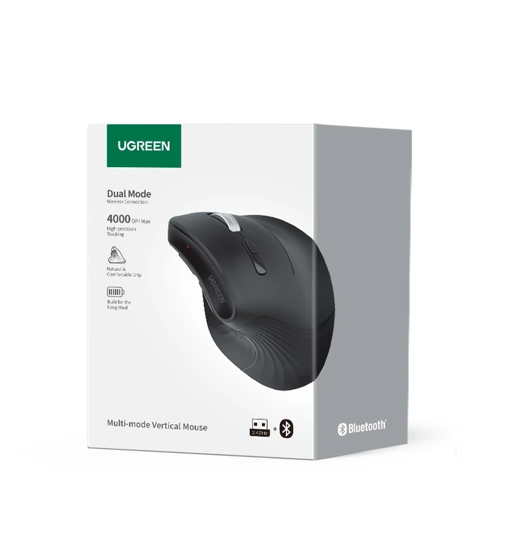 Маніпулятор миша бездротова UGREEN MU008 Multi-mode Vertical Mouse Black
