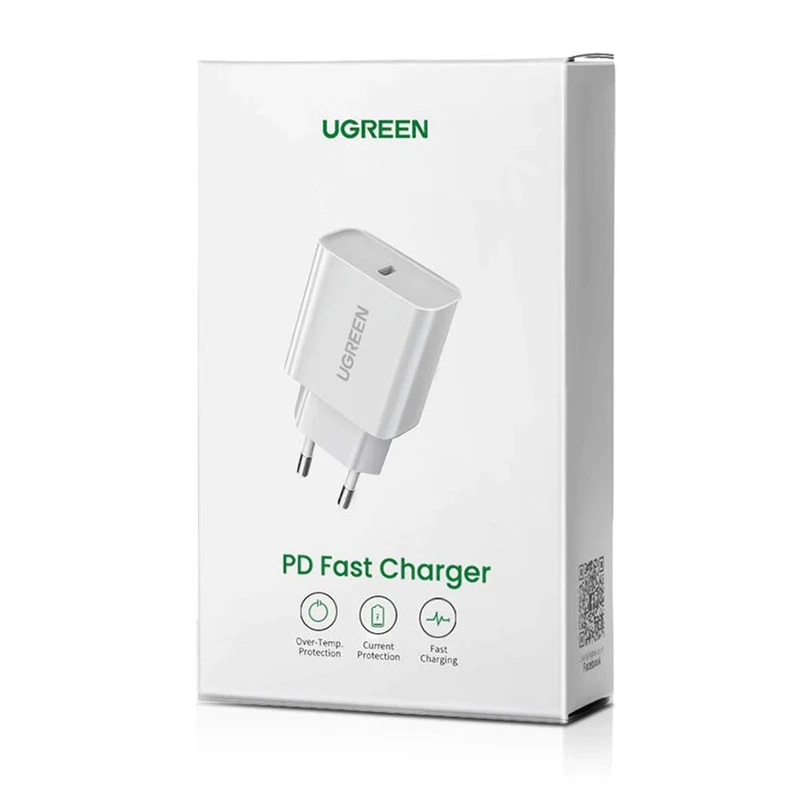 Мережевий зарядний пристрій UGREEN CD137 Fast Charging Power Adapter with PD 20W EU (White) (UGR-60450)