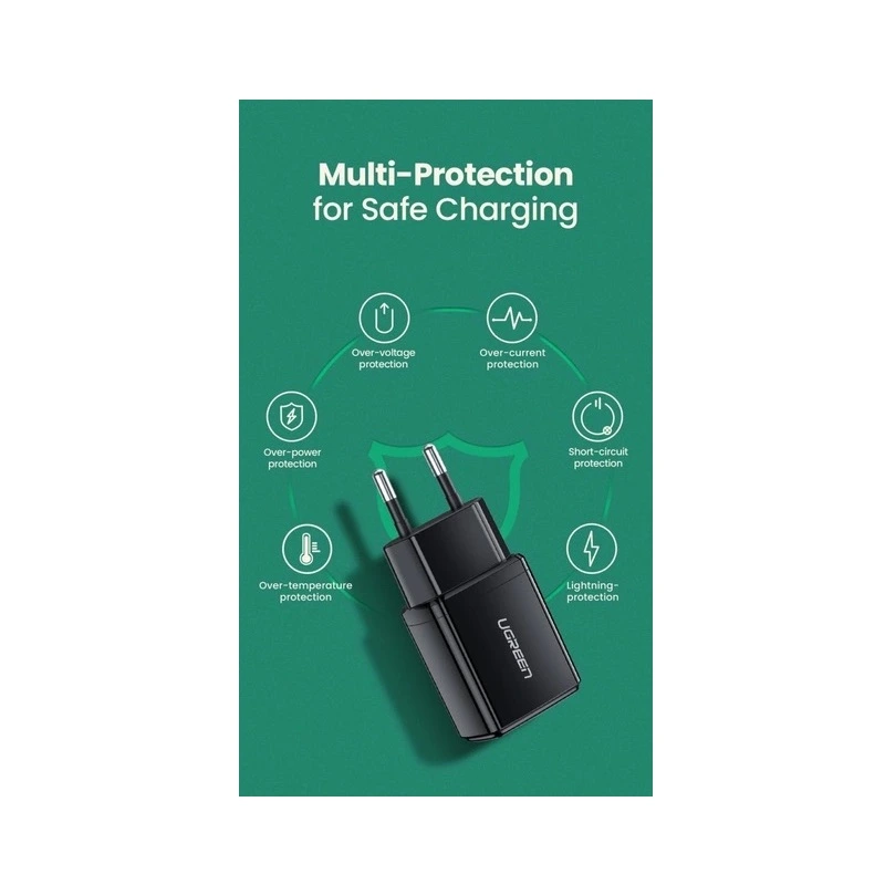 Мережевий зарядний пристрій UGREEN ED011 USB Wall Charger (Black(UGR-50459)