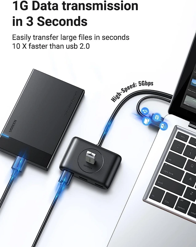 USB-хаб UGREEN CR113 USB 3.0 Hub  1m (Black) (UGR-20291)