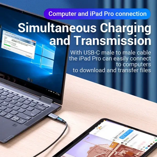 Адаптер Vention USB 3.0 Male to USB-C Female Adapter Gray Aluminum Alloy Type (CDPH0) — фото 5