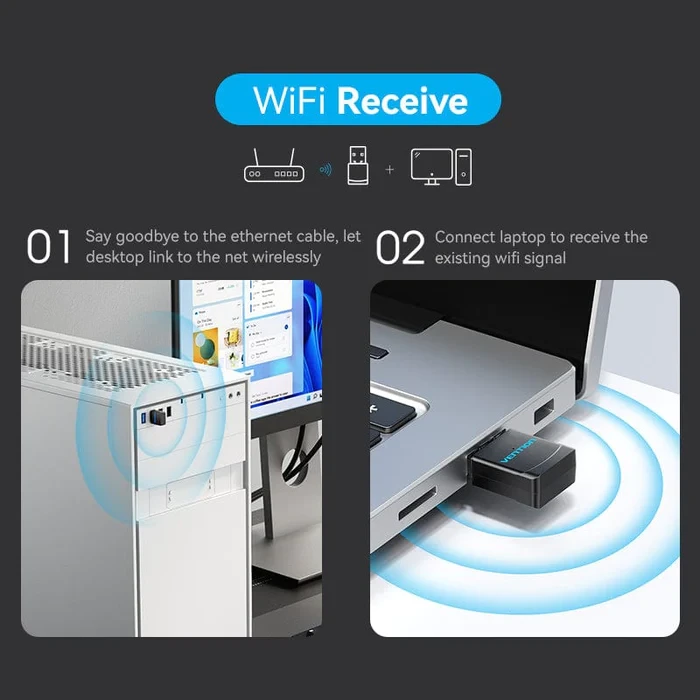 Адаптер Vention USB Wi-Fi Dual Band Adapter 2.4G/5G Black (KDSB0) — фото 3