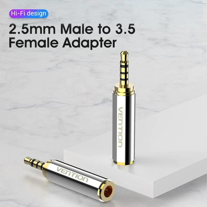 Аудіо перехідник Vention 2.5mm Male to 3.5mm Female Audio Adapter Silvery Metal Type (VAB-S02)