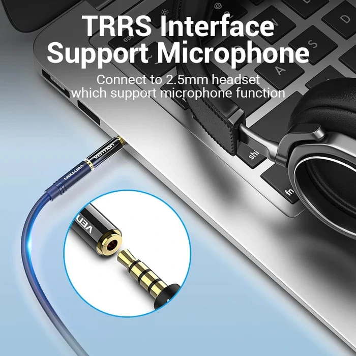 Аудіо перехідник Vention 3.5mm Male to 2.5mm Female Audio Adapter Black Metal Type (BFBB0) — фото 6