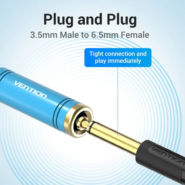 Аудіо перехідник Vention 3.5mm Male to 6.35mm Female Audio Adapter Blue Aluminum Alloy Type (VAB-S04-L) — фото 4