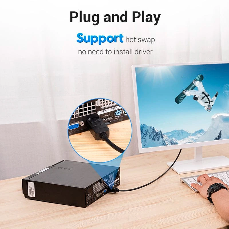 Кабель Vention DP to DVI Cable 2M Black (HAFBH) — фото 3