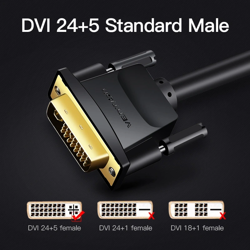 Кабель Vention DVI(24+5) to VGA Cable 3M Black (EACBI) — фото 4
