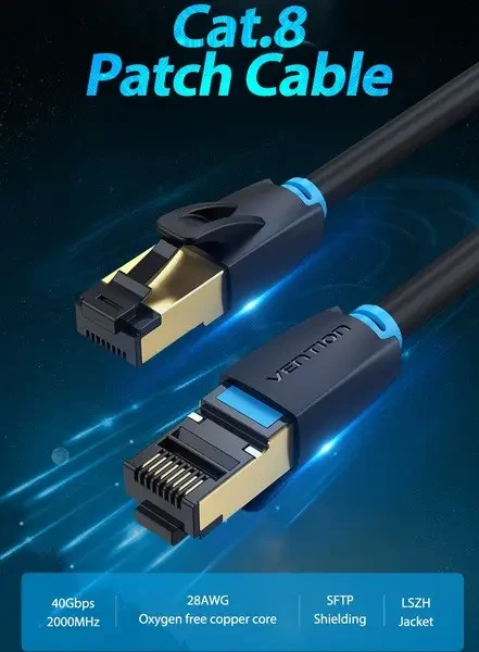 Мережевий кабель Vention Cat.8 SFTP Patch Cable 1M Black (IKABF)