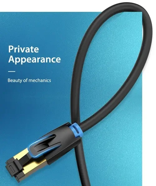 Мережевий кабель Vention Cat.8 SFTP Patch Cable 1M Black (IKABF) — фото 6