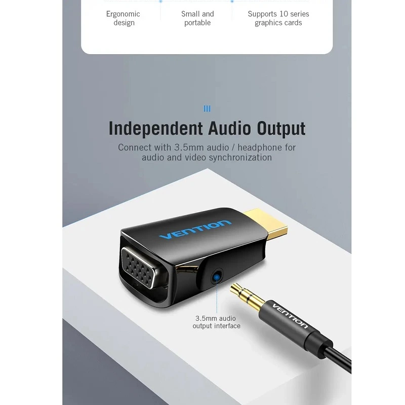 Перехідник Vention HDMI to VGA Converter 1080P with 3.5MM Audio (AIDB0) — фото 3