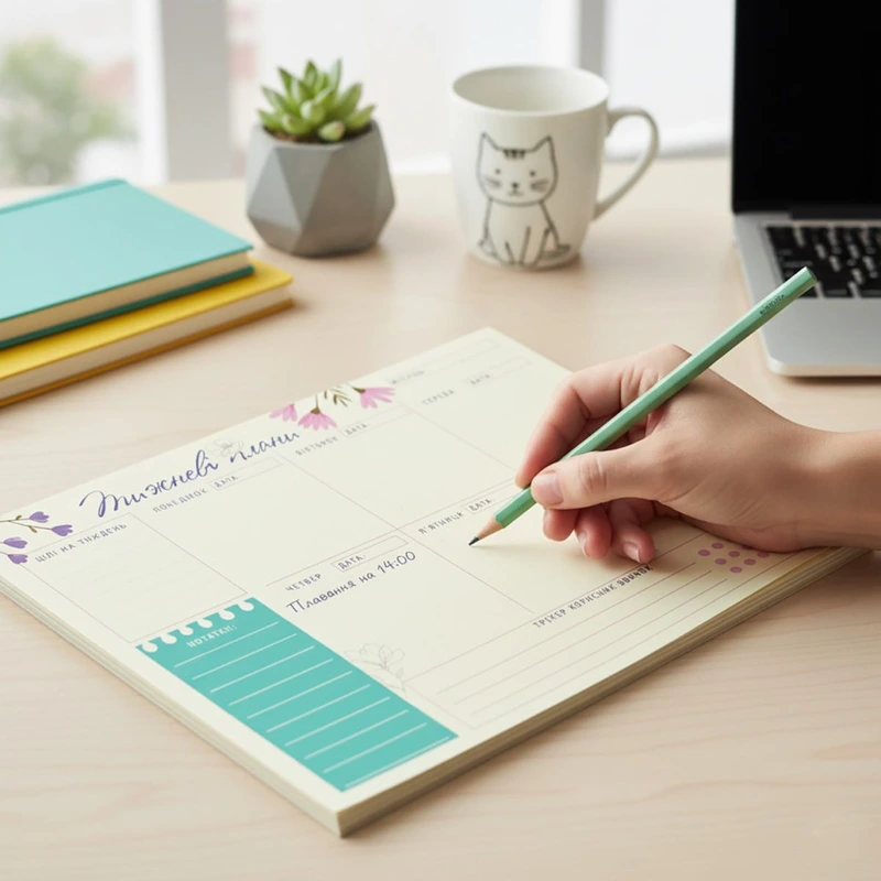 Планер тижневий VT9212-04, 20х14,3 см, 54 аркуші, українська